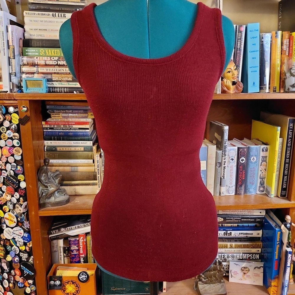 Vintage Bobbie Brooks Deep Red Ribbed Sweater Tank Top Small Sleeveless Knit